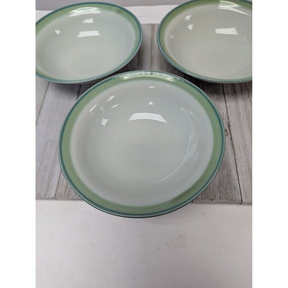 Vintage Stoneware JCPenney Sea Green Soup Cereal Bowls Set Of 3 - Picture 2 of 7